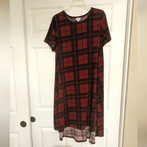 Like New XL Lularoe Carly Oxblood Plaid Dress